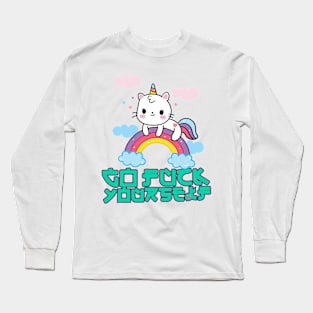 Cute Unicorn Cat bad Language Long Sleeve T-Shirt